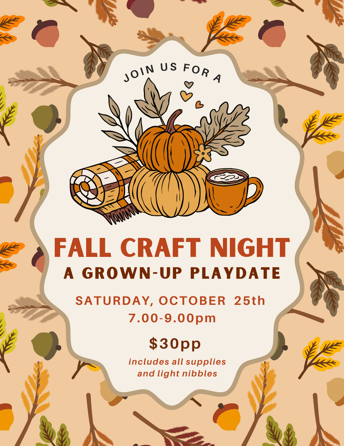 Fall Crafts | A Grown-Up Playdate on October 25th